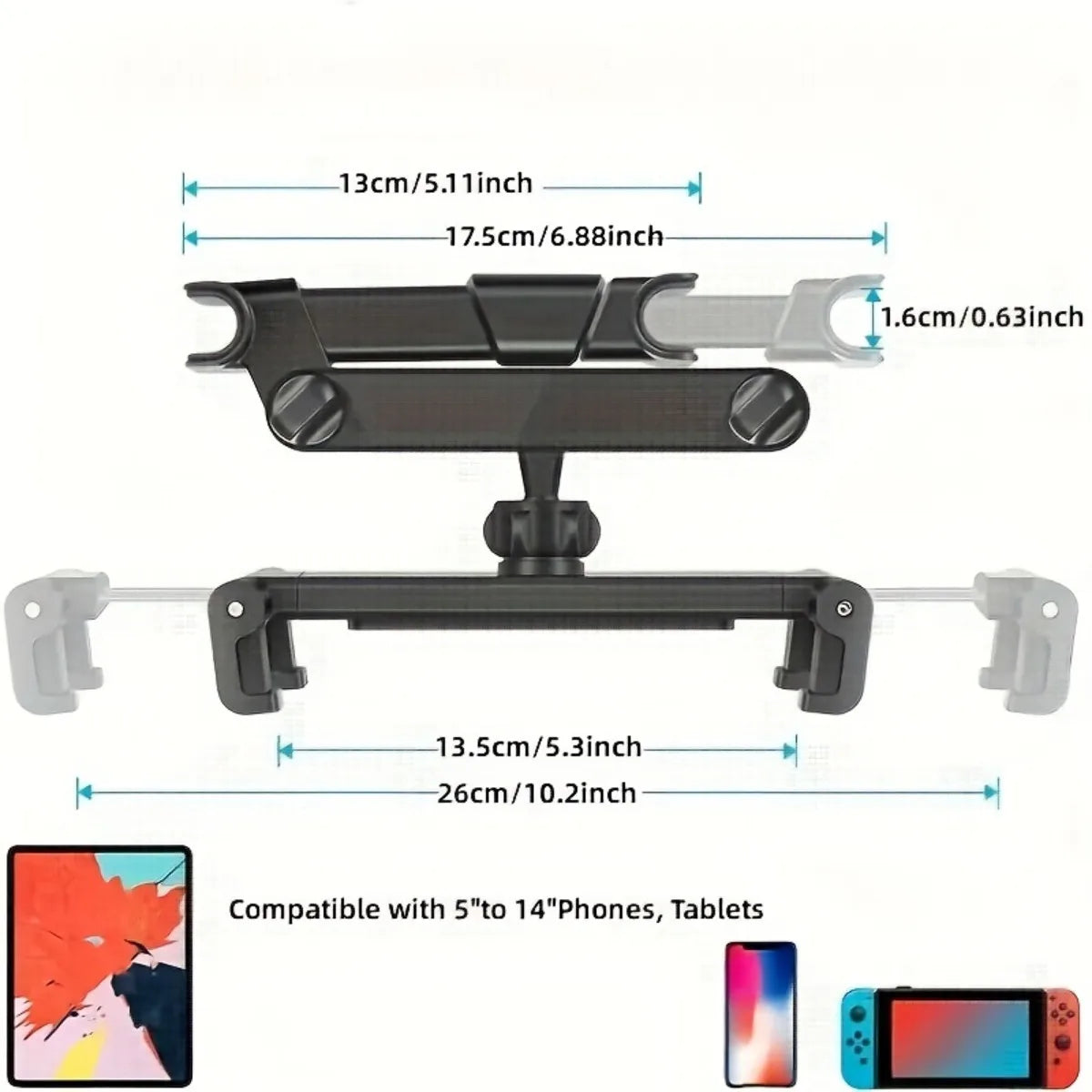 Car Tablet Holder, Headrest Tablet Mount Headrest Stand Cradle