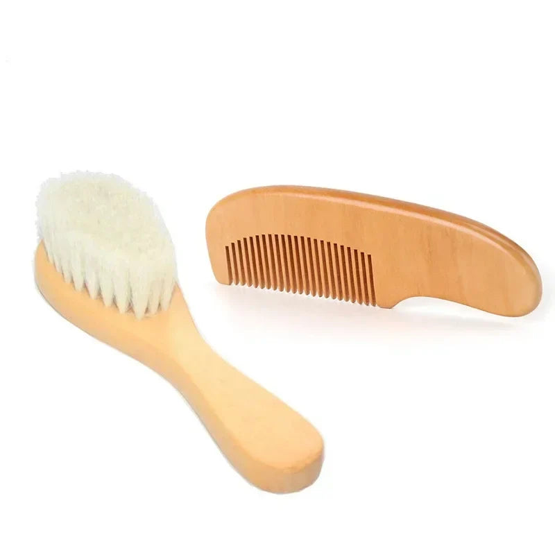 2/3pcs Newborn Wool Baby Wooden Brush Comb Newborn Hair Brush Infant