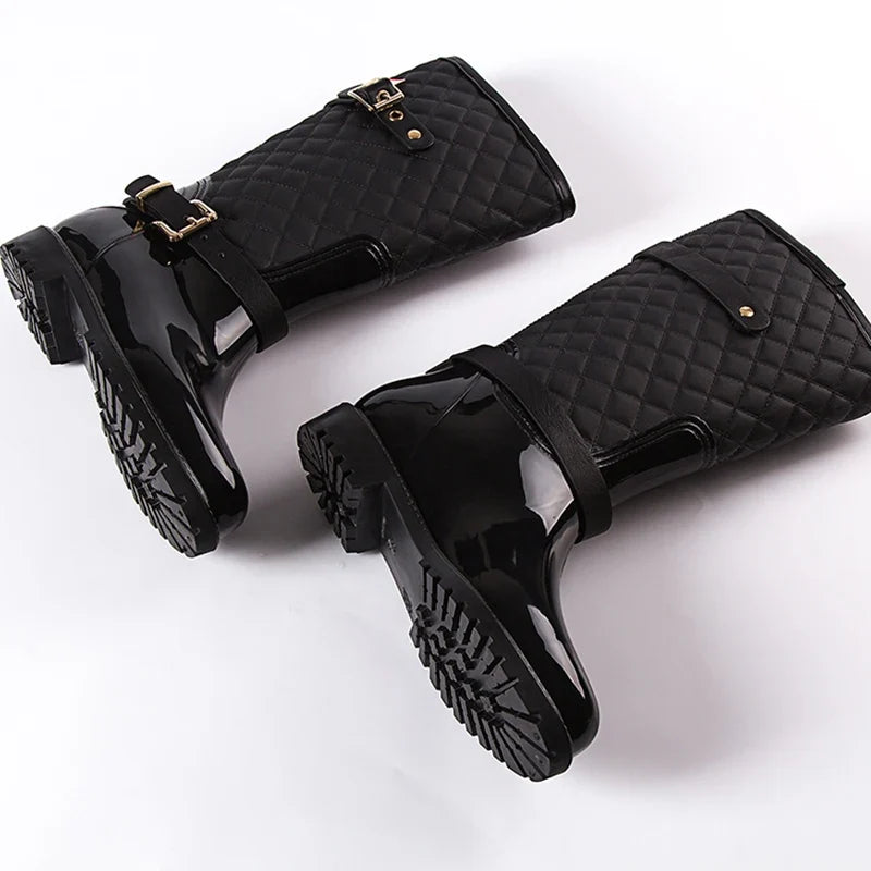 2023 fashion quality water rain shoes warm women's plaidlady rain boots in the rain boots ladys rainboots women boots shoes