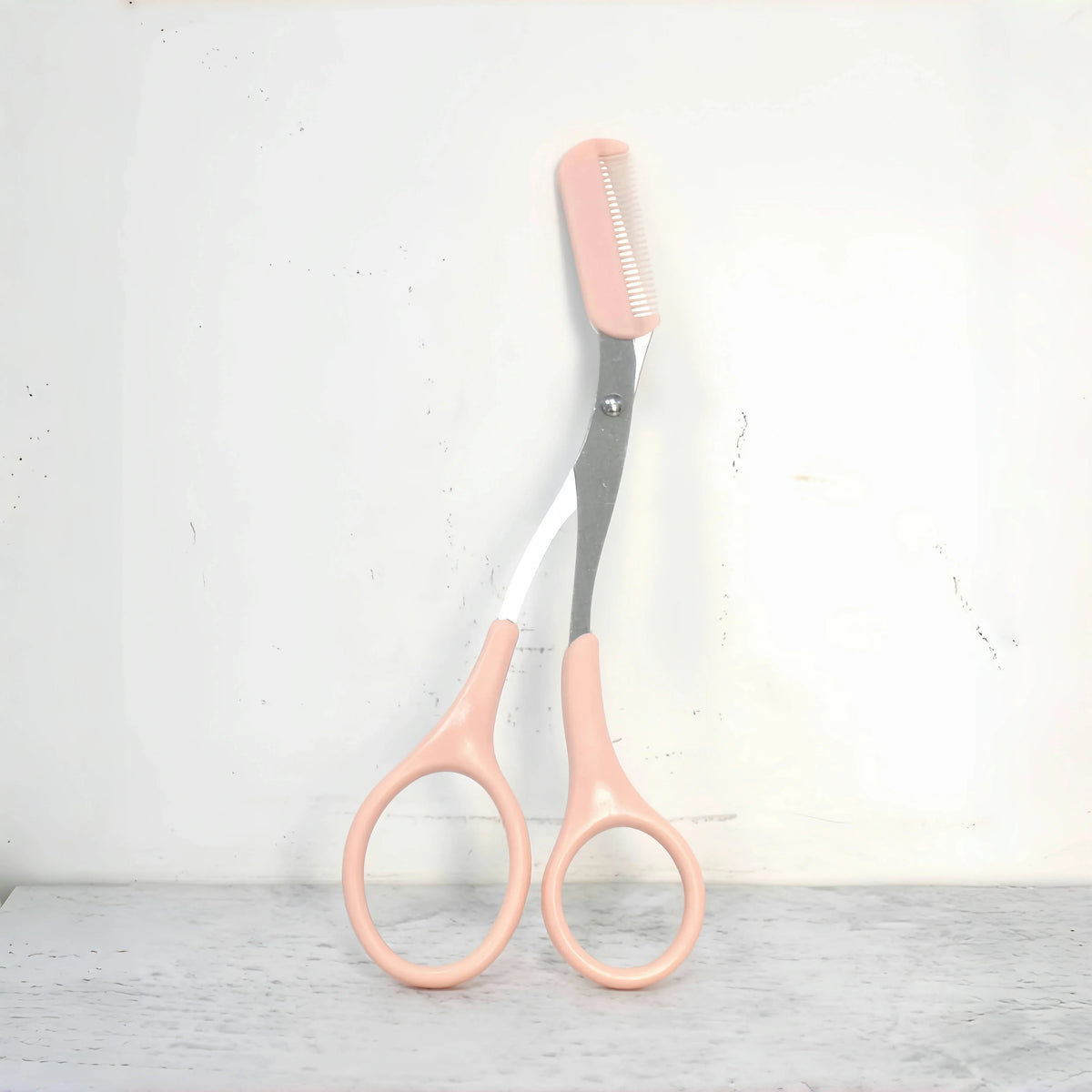 Pink Eyebrow Trimming Scissors with Built-in Comb - Stainless Steel, Precise Grooming Tool, Creating Perfect Eyebrows