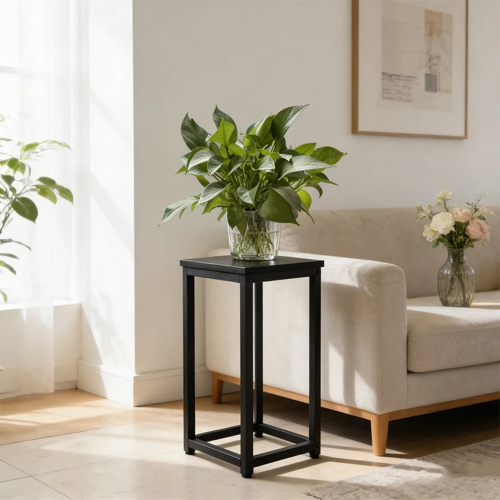 Metal Plant Stand, 40cm Tall Modern Square Plant Pedestal Stand, Heavy Duty Indoor Flower Pot Holder for Living Room Balcony Cor