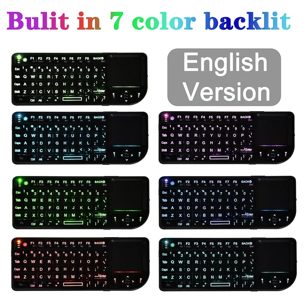 Kebidumei A8™ 3-in-1 Mini 2.4G Wireless Keyboard with Touchpad & Mouse – Backlit, Rechargeable, English & Russian | FlipStylez LLC®
