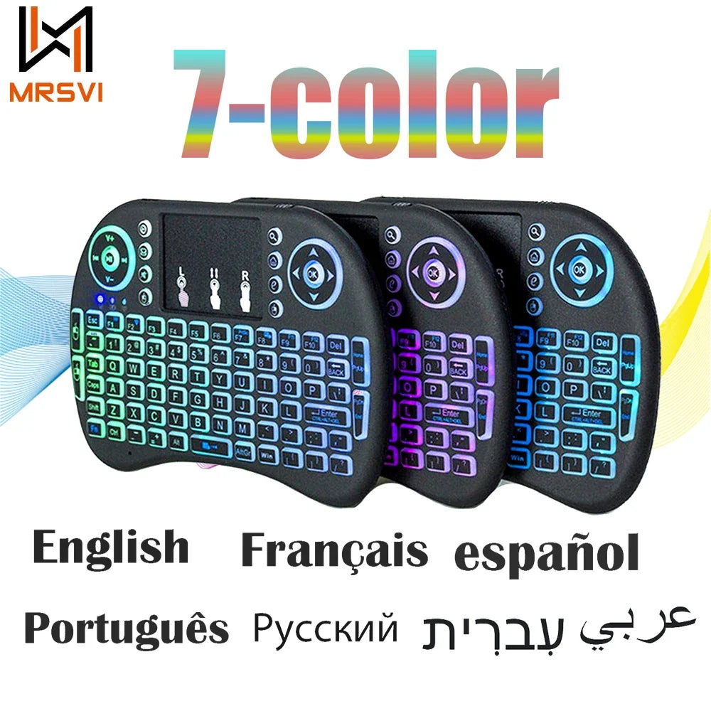 MRSVI i8™ Mini 2.4G Wireless Keyboard with Touchpad & 7-Color Backlit – Multi-Language, Air Mouse for TV Box & PC | FlipStylez LLC®