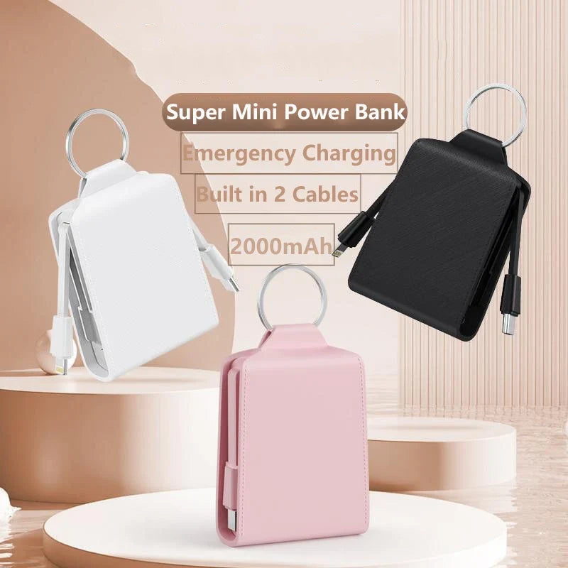 Mini Keychain Power Bank 2000mAh Portable Charger for iPhone 17 16 Samsung Xiaomi Huawei Powerbank Station External Battery Pack