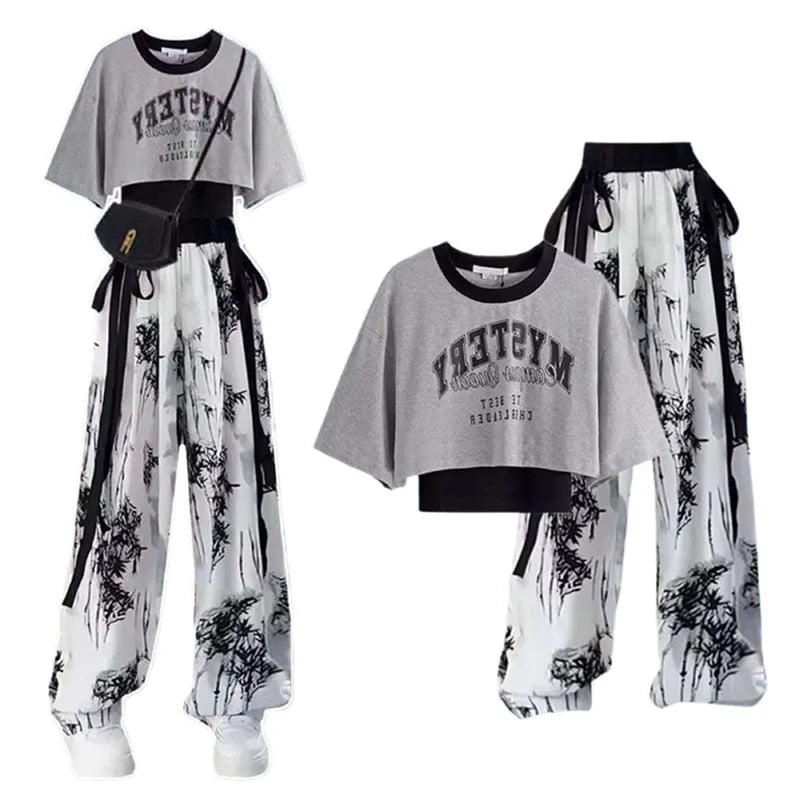 Summer New Korean Style Short Sleeved T-Shirt Top Ink Retro Printed