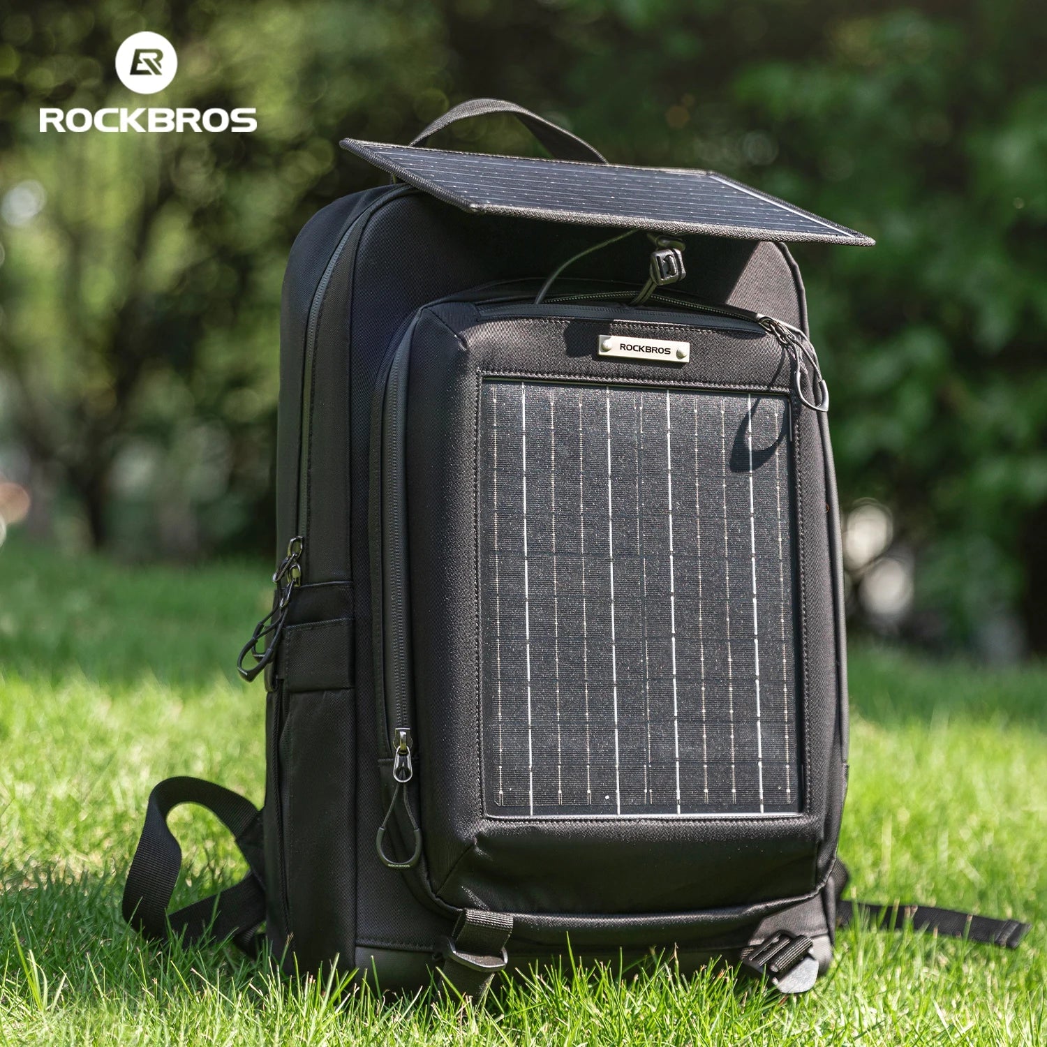 ROCKBROS Shoulder Bag 20L Large Capacity Solar Power Supply Backpack 10V USB Portable Solar Panel Outdoor Sports Hiking Backpack