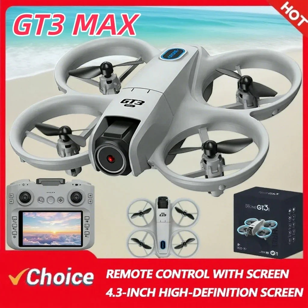 2025new GT3 MAX Drone 8K HD 4.3" Remote Control Headless Mode