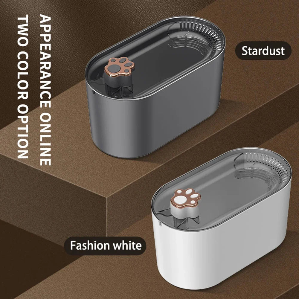 3L LED Cat Water Fountain™ Intelligent USB Electric Mute Drinker – Ultra-Quiet Pump, Powerful Filter, Gray & White | FlipStylez LLC®