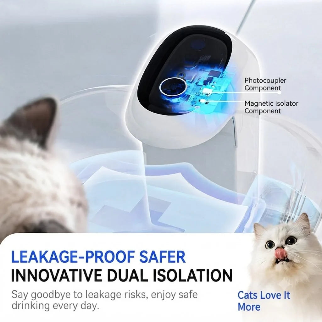 Pet Water Fountain Automatic Continuous Filtration of Fresh Water Large Capacity Transparent Design for Cat Pet Drin
