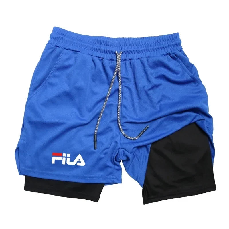 Training Jogging Men's Fitness Jogging Sports Basketball Training Pants 2-in-1 Double-layer Multifunctional Shorts Double Deck