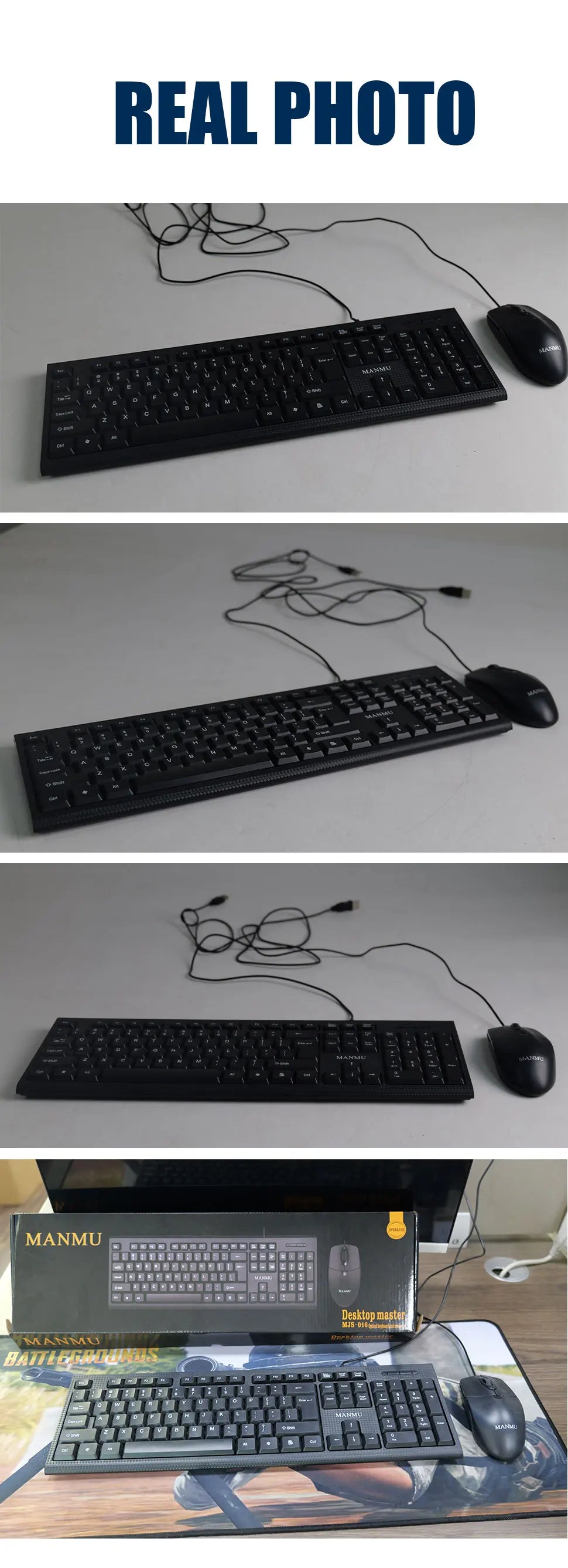 MANMU MJS-016™ Wired Ergonomic Keyboard & Mouse Combo Set – USB, 1200 DPI, CE Certified, Home & Office Gaming Setup | FlipStylez LLC®