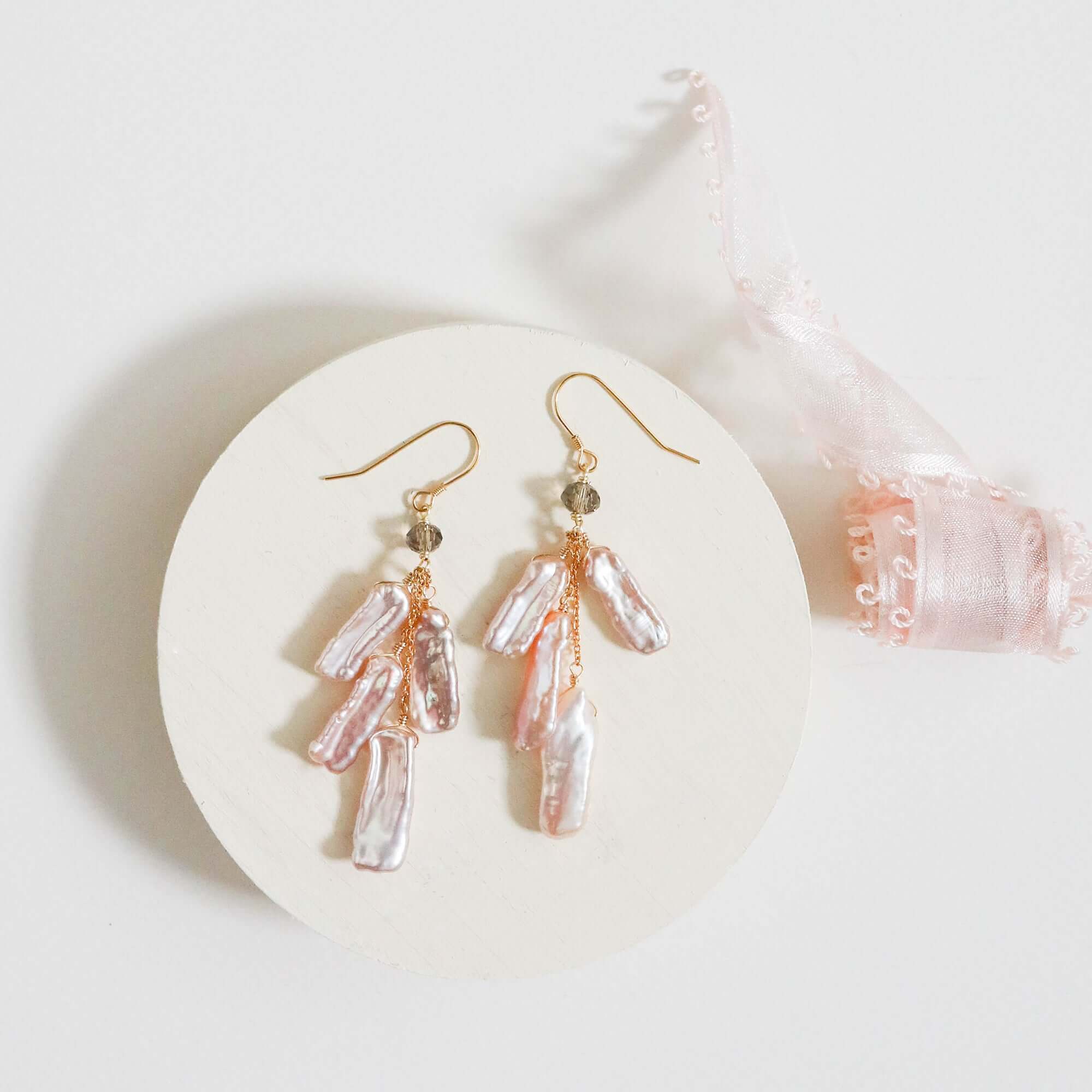 Blush Stick Pearl Earrings