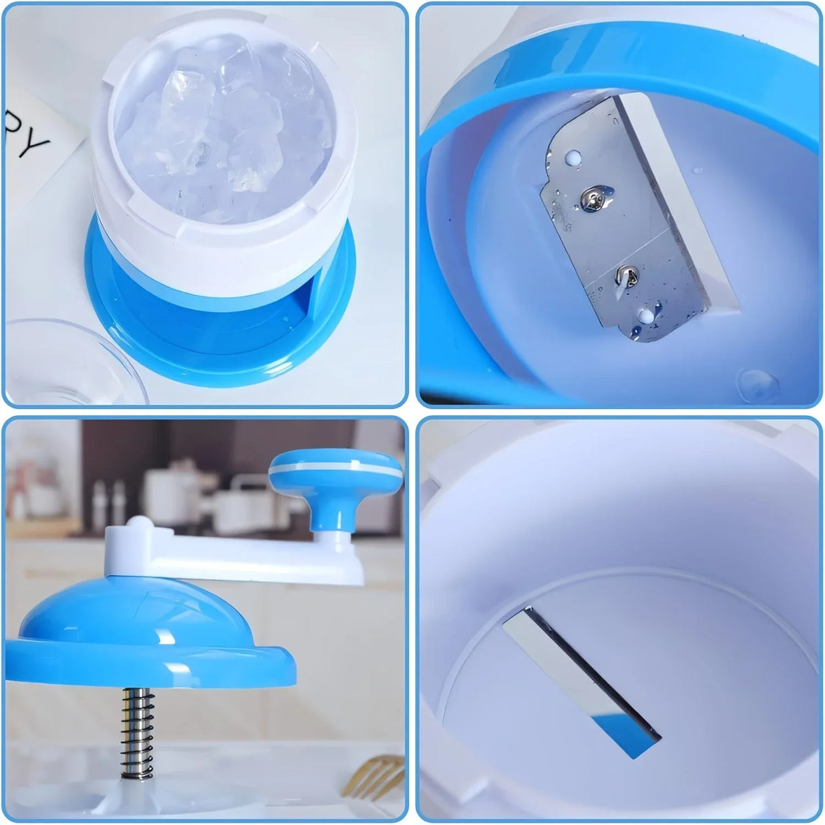 Hand Crank Ice Shaver Machine - Snow Cone Crusher & Slushy Maker with Durable ABS Construction for Summer Parties And Home Use