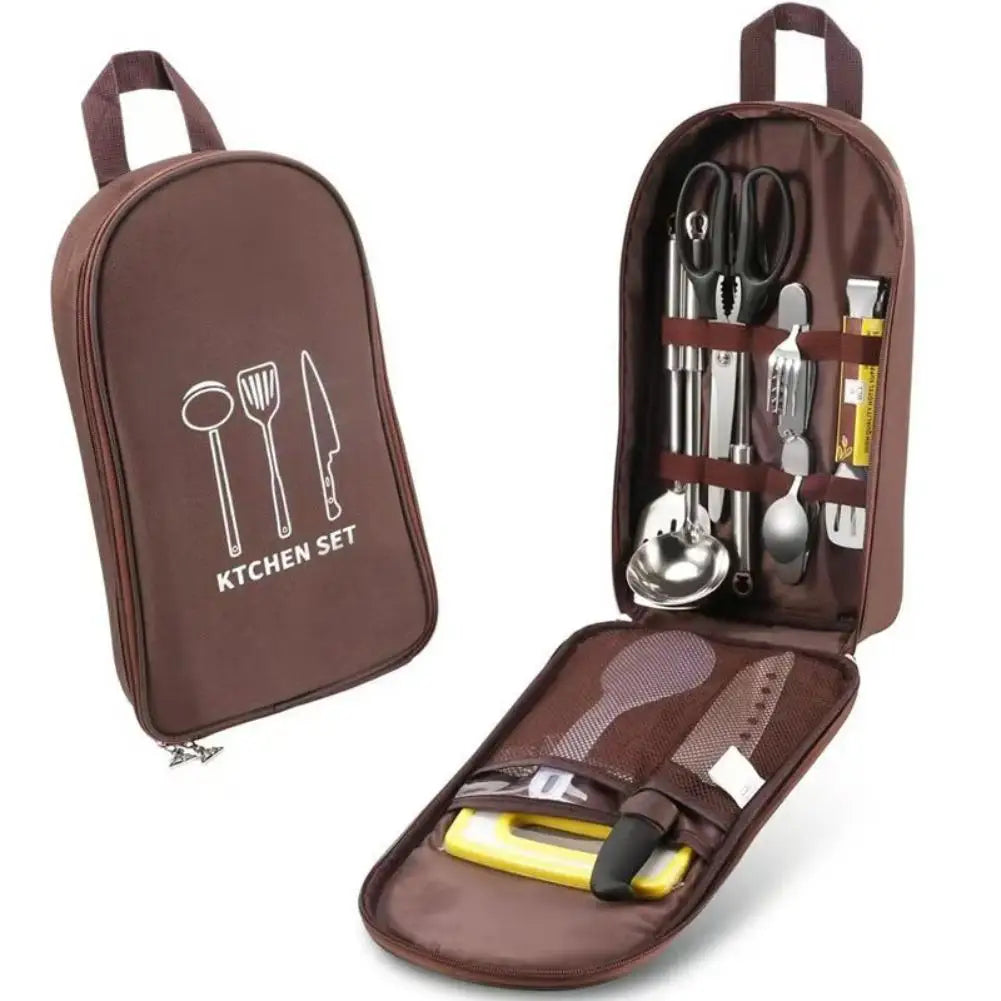 Camping Kitchen Utensil Organizer Bag, Waterproof Travel Storage Pouch