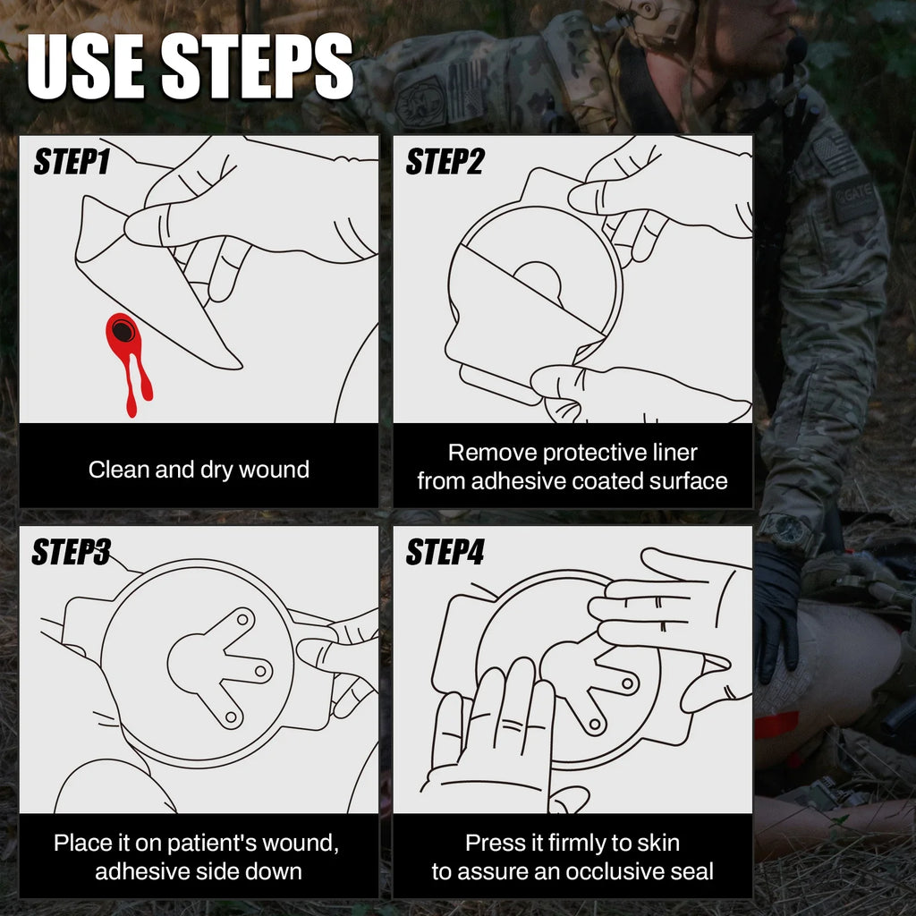 Rhino Rescue Chest Seal Medical Prevent Puncture Wounds Dressing Pneumothorax Emergency First Aid Trauma