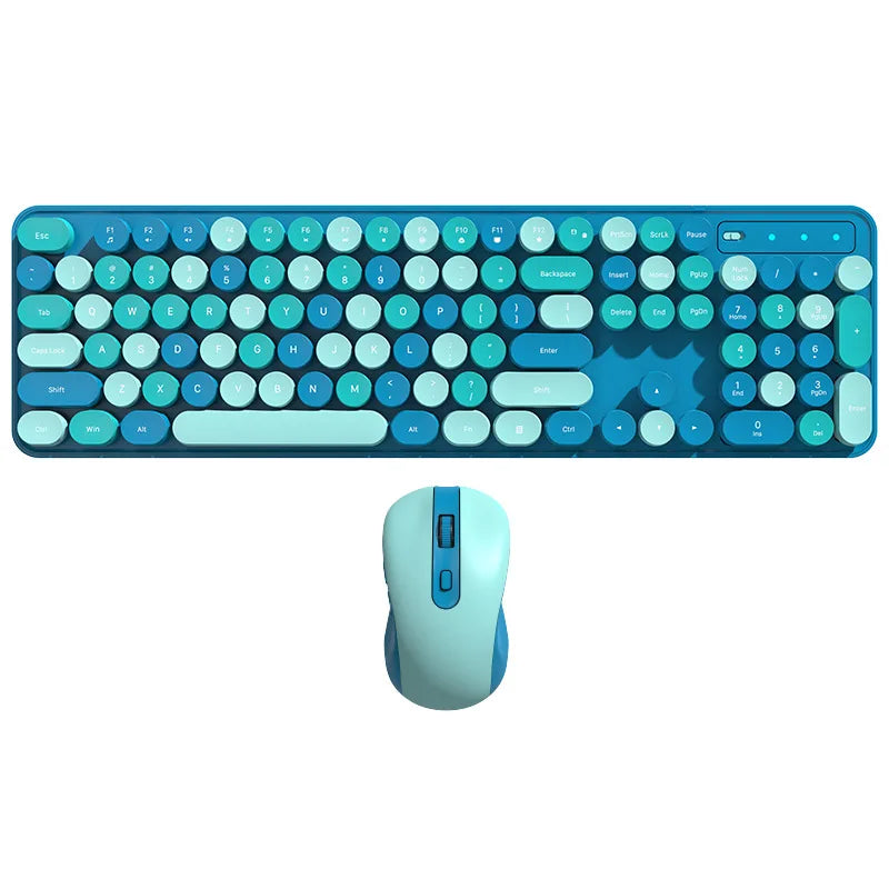 AEVYVKV™ Cute Retro Pink Wireless Keyboard & Mouse Set – Silent, 114 Keys, 2.4GHz, Waterproof, Aesthetic Desk | FlipStylez LLC®
