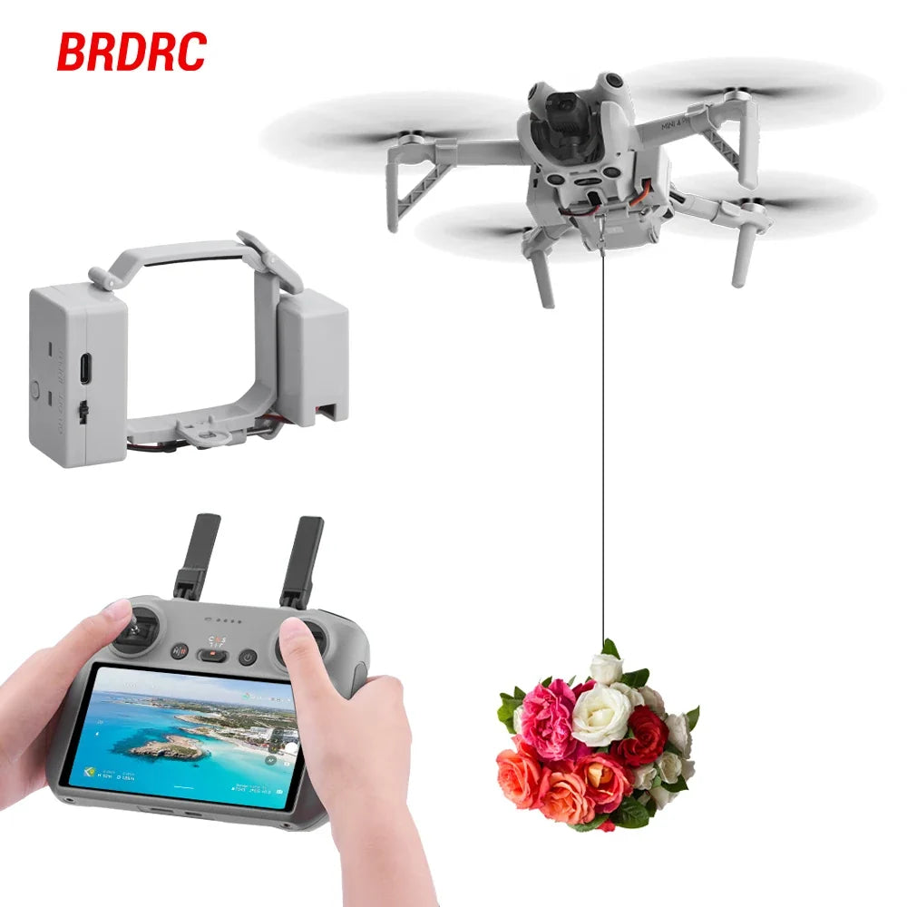 Brdrc Airdrop System for DJI Mini 4 Pro Drone Remote Thrower Casting