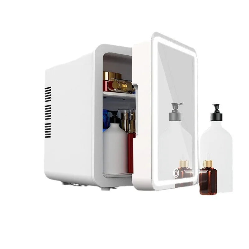 Dual-Use Mini Fridge Makeup Mirror for Car And Home Beauty Skincare Products Portable Small Freezer Refrigerator Car Supplies