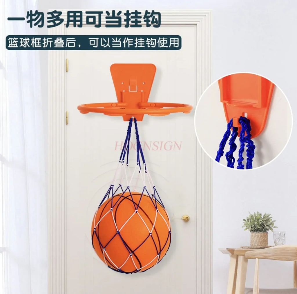Children's indoor basketball frame without punching, wall mounted, adjustable, simple basketball rack, silent ball throwing
