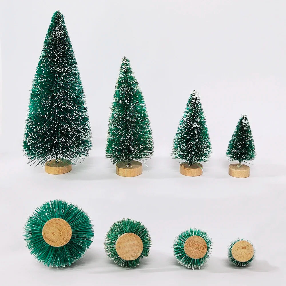 5/8pcs Mini Christmas Trees Small Artificial Christmas Tree Ornament Cedar Pine Sisal Tabletop Merry Christmas Party Decoration