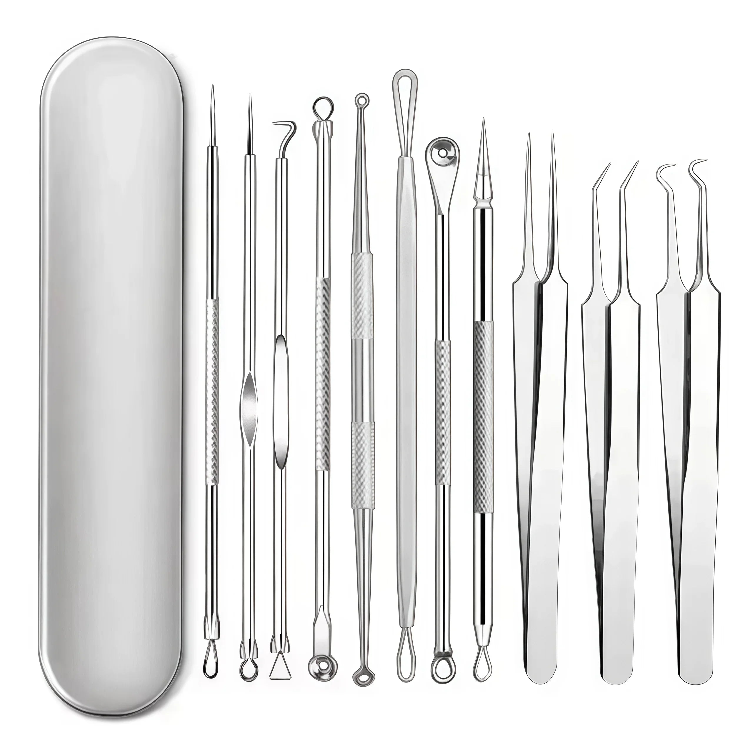 4-11Pcs Ingrown Hair Tweezers Acne Blackhead Removal Needles Black Dots Cleaner Deep Cleansing Pore Cleaner Face Skin Care Tools