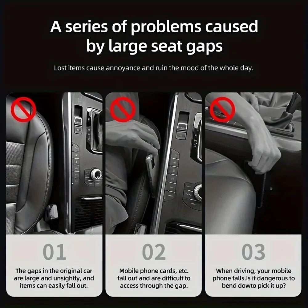 2pc Car Seat Gap Filler Organizer Pu Waterproof Car Seat Gap Plug