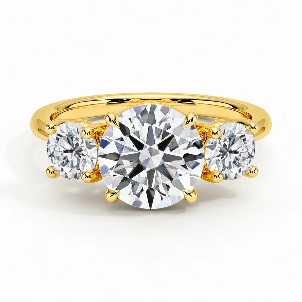 3 Stone D Color Moissanite Diamond Ring 14K Gold Engagement Wedding