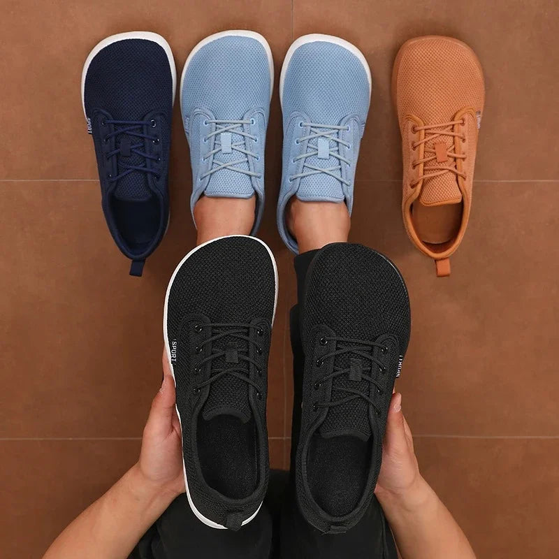 2025 Summer Men's Running Shoes Barefoot Fitness Mesh Sports Shoes Women Flat Bottom Wide Foot Shoes Slow Running Brand Sneakers