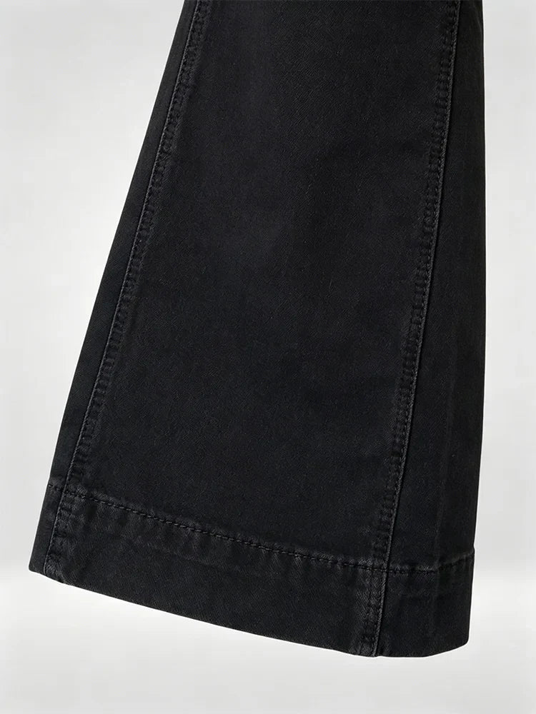Women's Concise High Waist Flared Jeans Stretchy Slim Fit Casual Chic