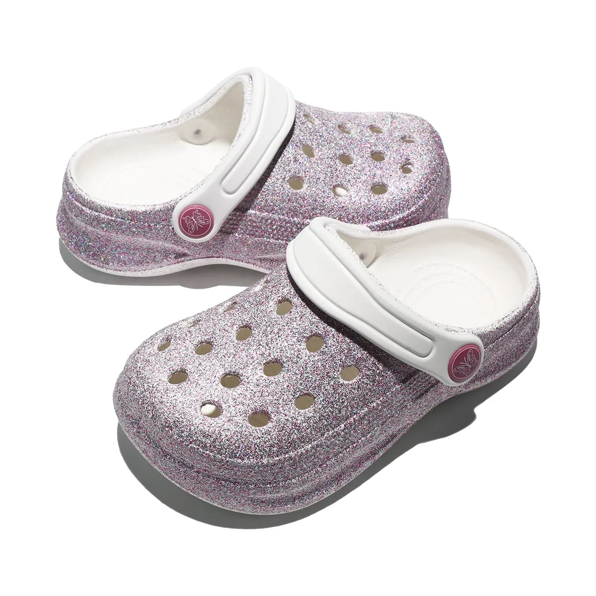 Kid's Glitter Clog and Mules, Lightweight EVA Garden Shoes, Non-Slip Sandals, Breathable Slip-On Shoes for Indoor Outdoor 168