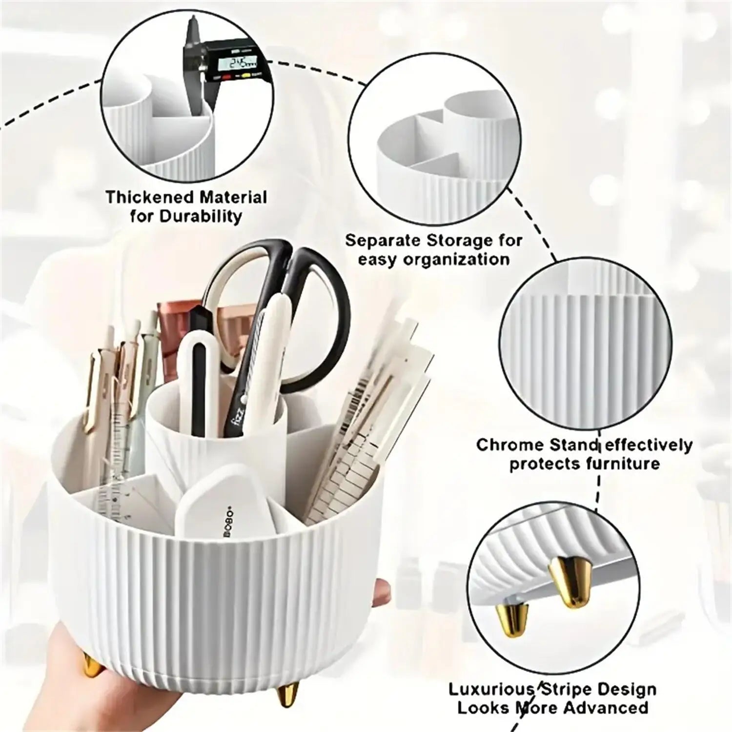 360° Rotating Makeup Organizer - 1pc Plastic Cosmetic Storage with 5