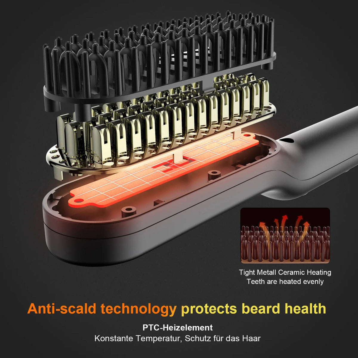 Anlan Beard Hair Straightening Brush Hot Heated Comb Men Beard