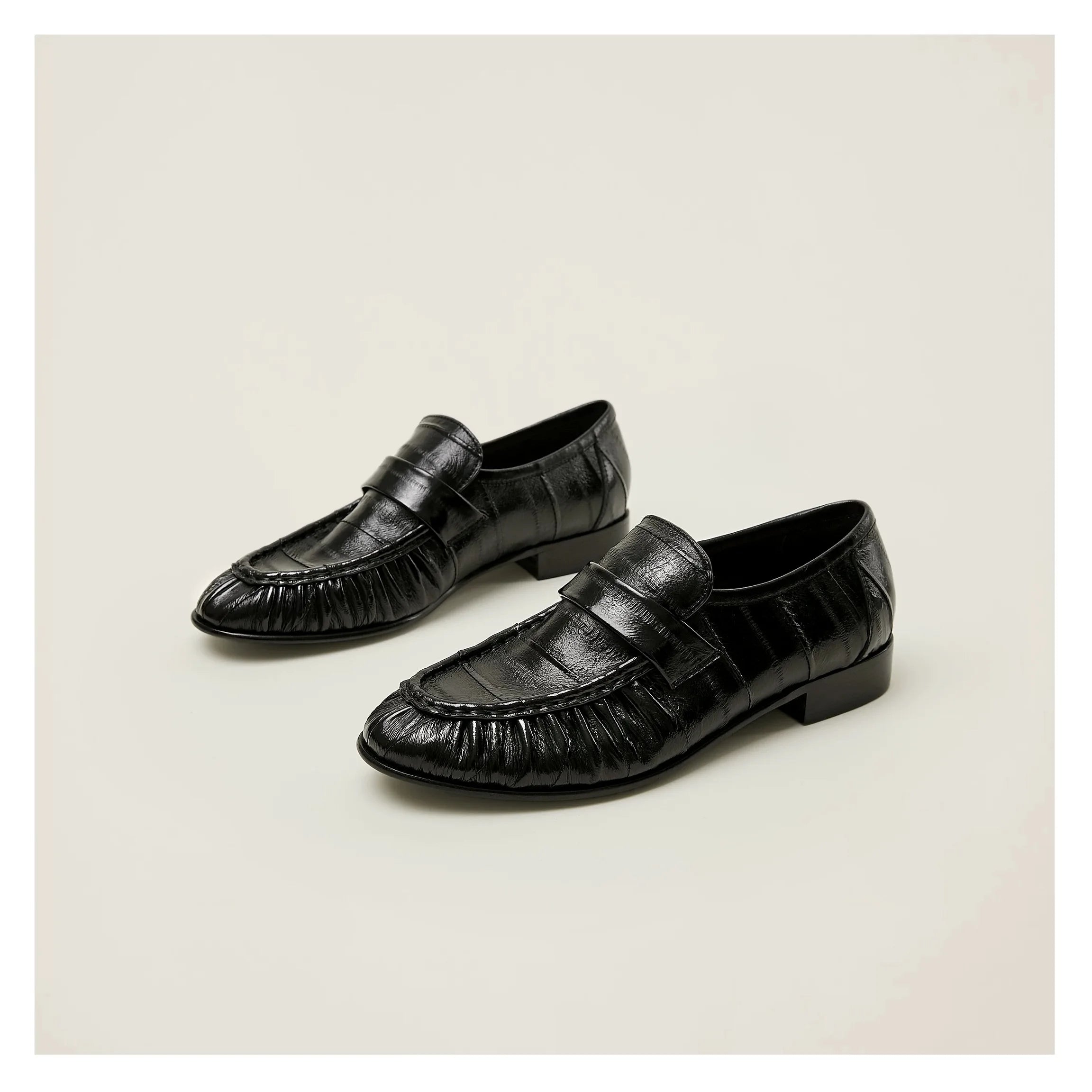 100% Genuine Eel Skin Flat Shoes Trendy Style High-End Good-Looking All-Matching Comfortable Refined and Simple  A40101
