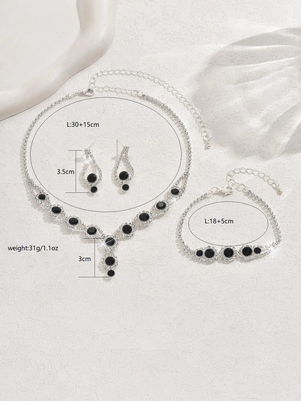 4PCS Fashion Elegant Crystal Jewelry Sets for Women Rhinestones