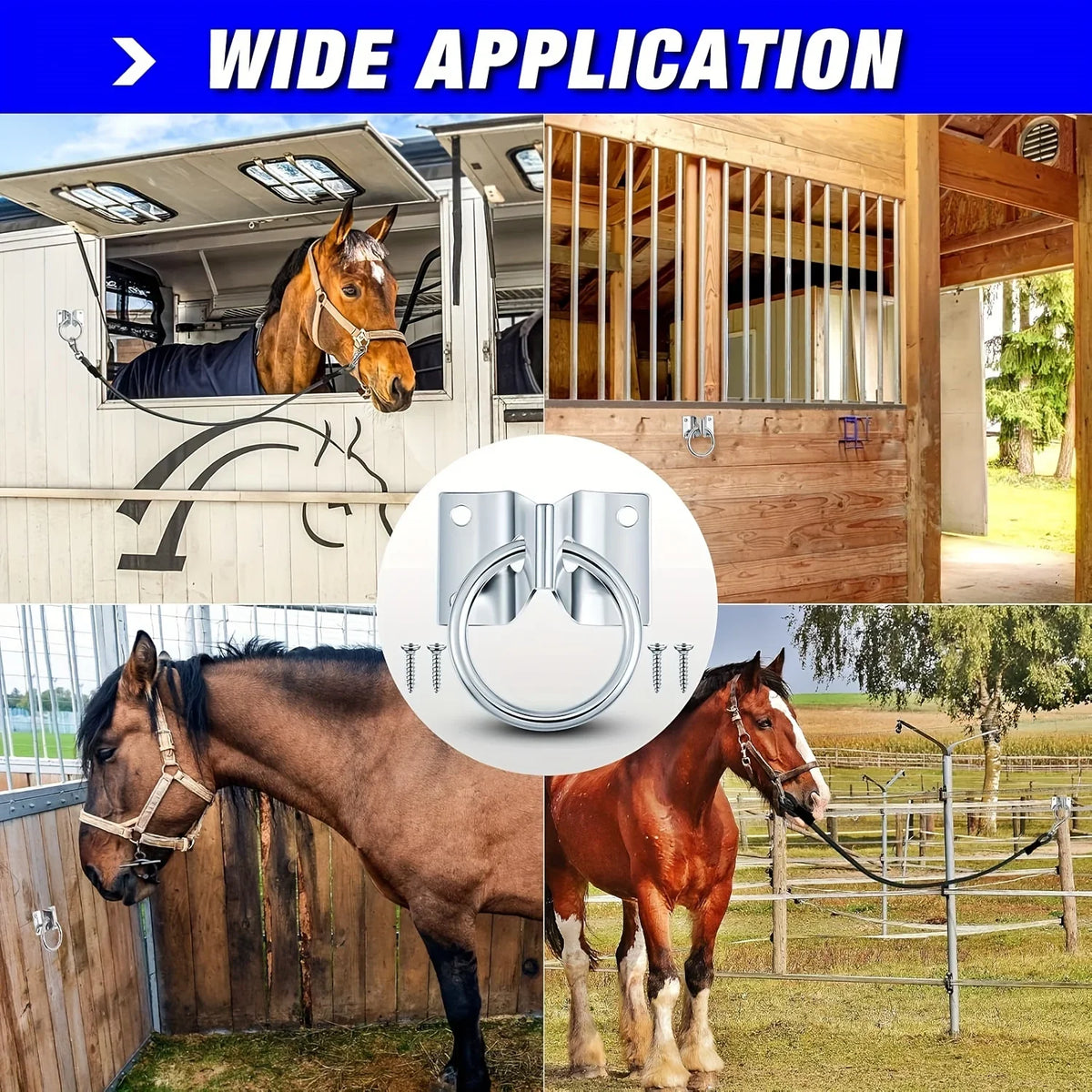 2/4/6PCS Cross Tie Rings for Horses, Bolted Cow Stables/Stable Block Tie Rings, Wall Mounted Horse Tie Rings, Tie-Up Cowshed