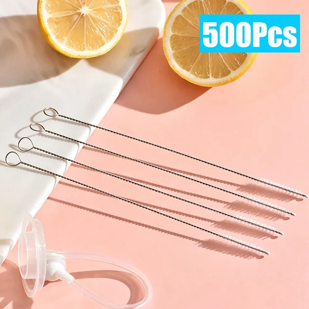 1-500Pcs Nylon Straw Cleaning Brush Pipe Cleaner Stainless Steel Drinking Straws Cleaning Brush for Tube Sippy Cup Pipe Spray