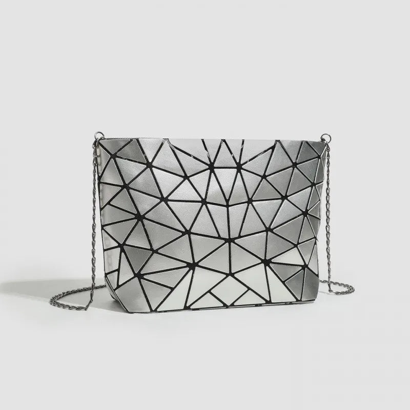 Women's Stylish Foldable Rhombus-Patterned Crossbody Bag, Korean and Japanese Trendy Shoulder and Handbag, Popular Fashion Item