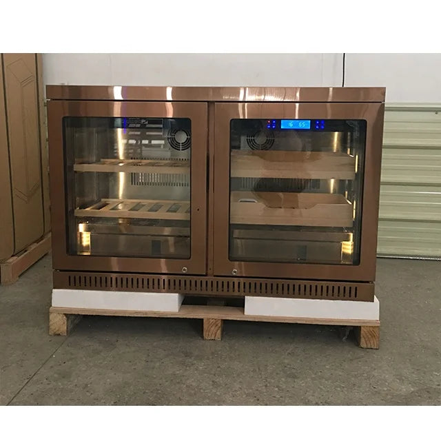 Compressor Small Side By Side Wine Cigar Cooler Refrigerator Humidor Cabinet for Home Office Bar Club Private Collection