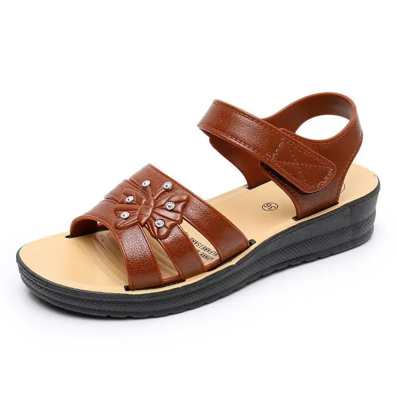 New Women's Summer Open Toe Hollow Flat Sole Sandal Soft Sole Non Slip