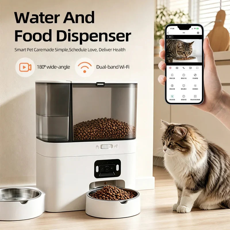 Automatic Camera Automatic Pet Feeder Water Fountain WIFI APP Video Smart Dog 5L Food Dispenser 3L Gravity Water Drinker Bowl
