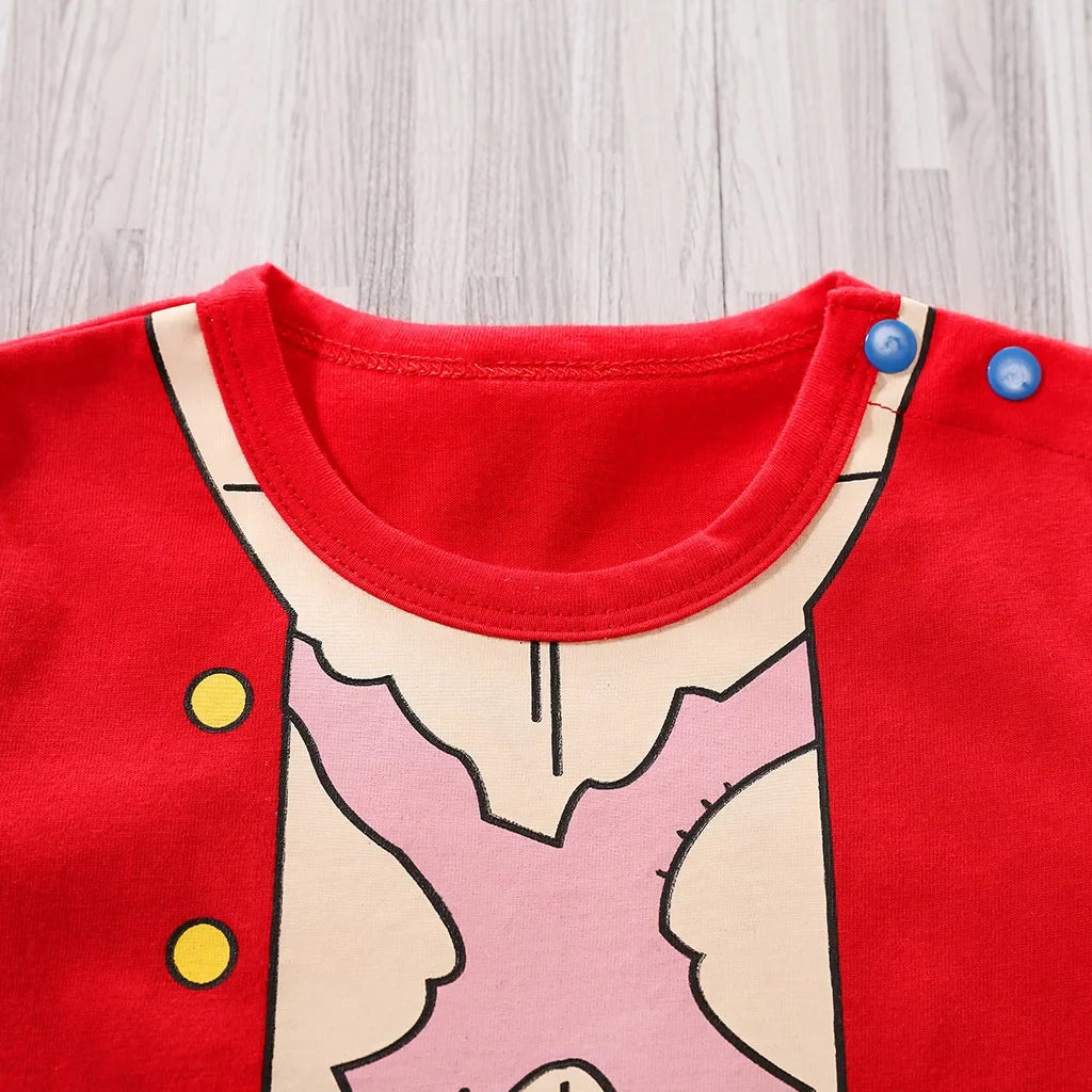 Cartoon 100% Cotton Short Sleeve Newborn Baby Boy Onesie Round Neck