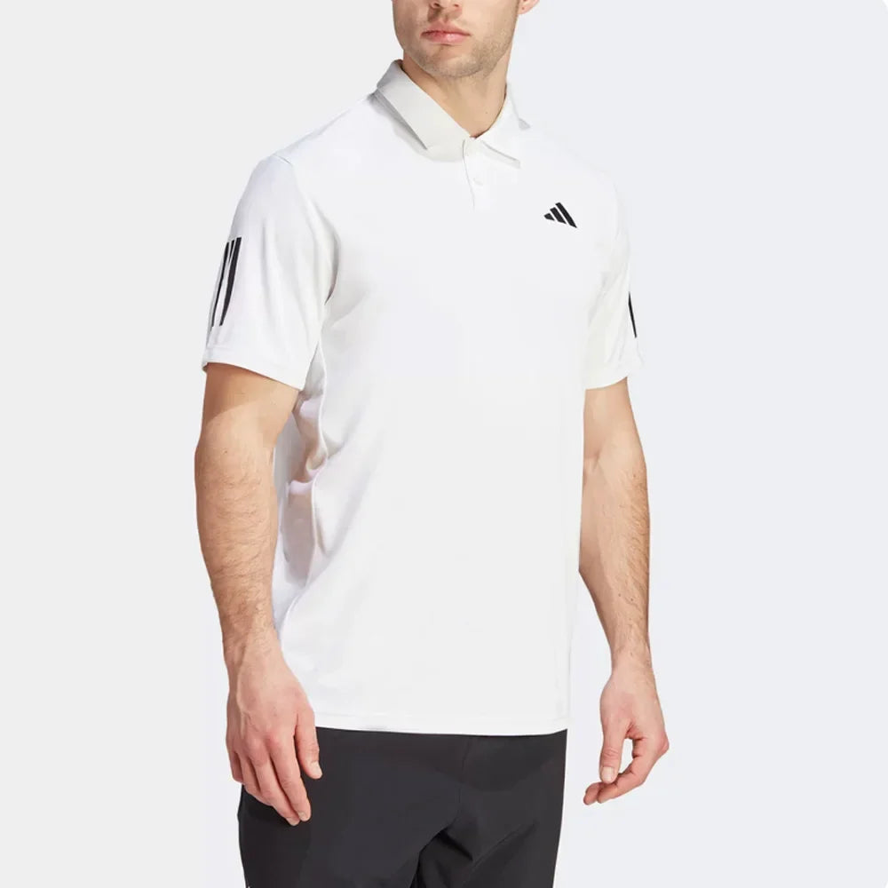 Adidas 3-Stripes Logo Half-Button Lapel Quick-Drying Short-Sleeved Polo Shirt Men's White Is2295