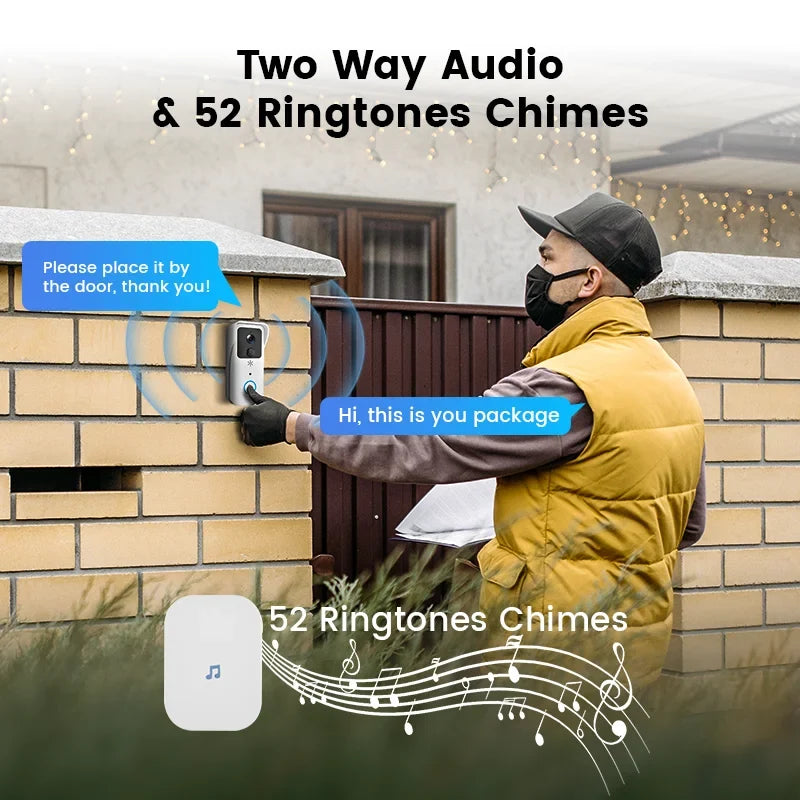 5G 2.4G WiFi Video Doorbell 1080P Tuya Smart Outdoor Wireless Intercom Waterproof Wireless Camera Ringing Bell