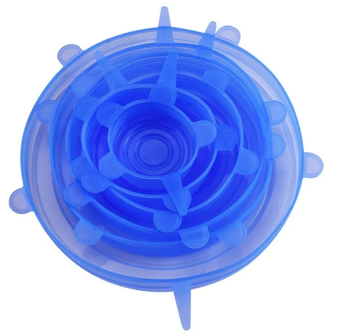 6pcs Food Grade Silicone Preservation Cover Reusable Airtight Food