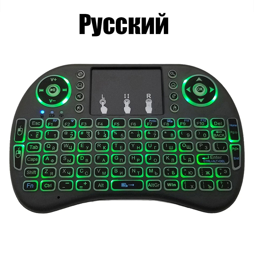 MRSVI i8™ Mini 2.4G Wireless Keyboard with Touchpad & 7-Color Backlit – Multi-Language, Air Mouse for TV Box & PC | FlipStylez LLC®