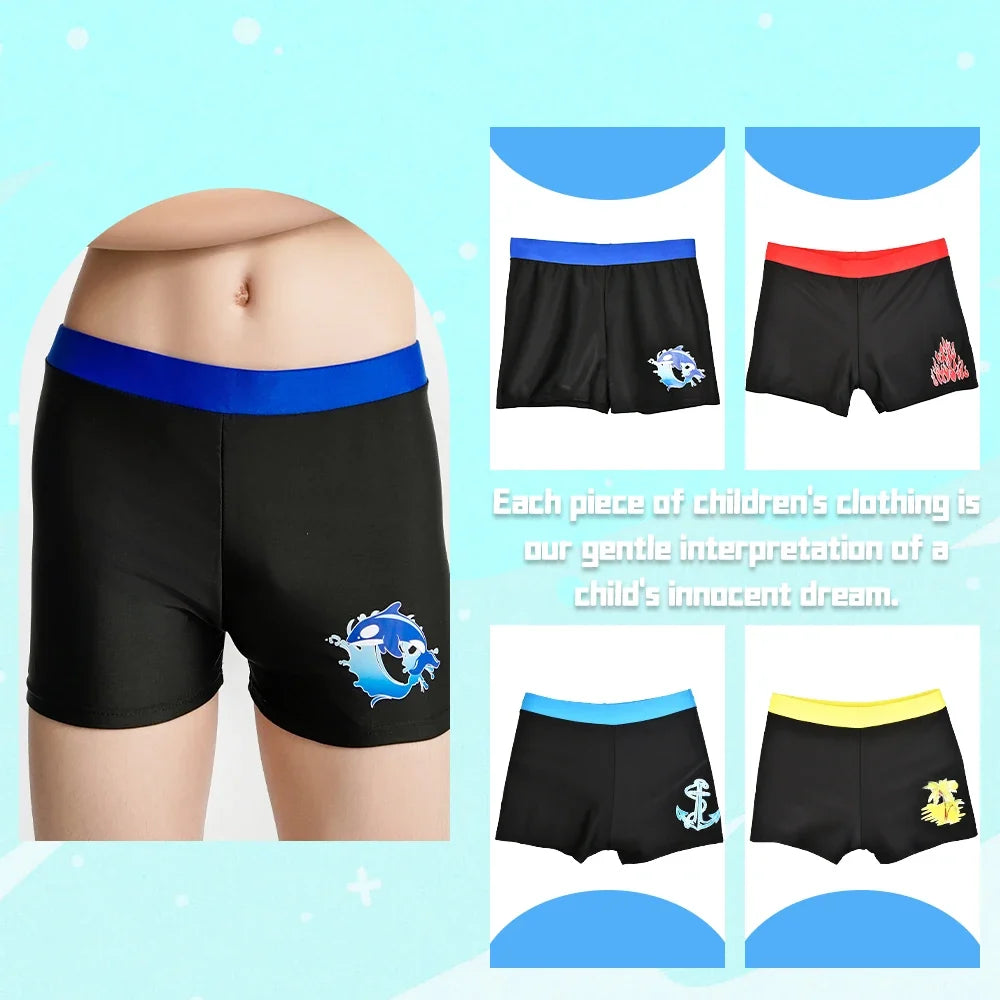Boys Swim Trunks Kids Casual Beach Shorts Pants Dolphin Coconut Tree