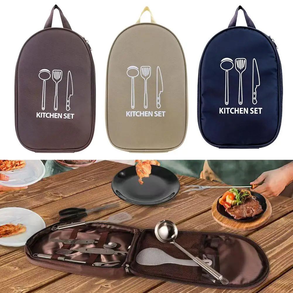 Camping Kitchen Utensil Organizer Bag, Waterproof Travel Storage Pouch