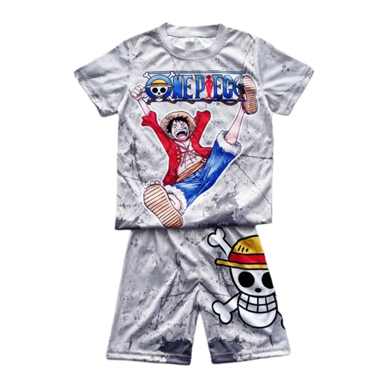 New One Piece Monkey D. Luffy Kids Pajama Set Short Sleeve T-Shirt