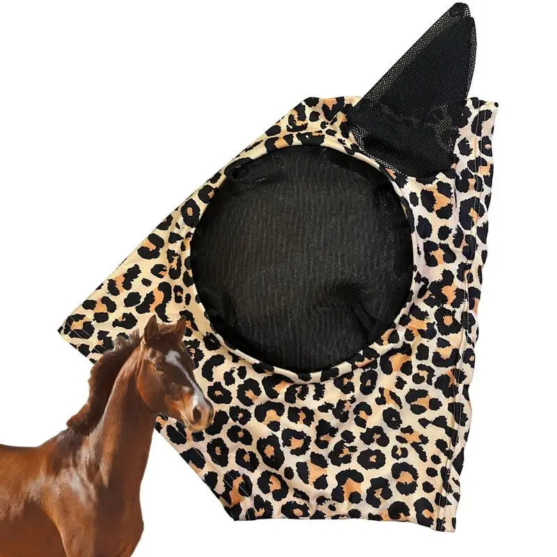 Horse Fly Face Cover Leopard Print Pattern Equestrian Supplies Comfortable Breathable Anti-Mosquitoes Cover Horse Care Product