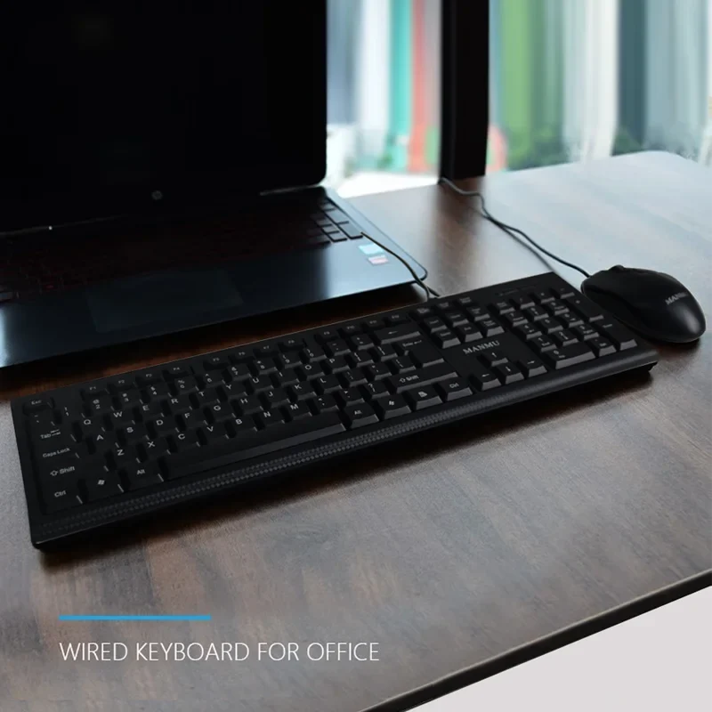 MANMU MJS-016™ Wired Ergonomic Keyboard & Mouse Combo Set – USB, 1200 DPI, CE Certified, Home & Office Gaming Setup | FlipStylez LLC®